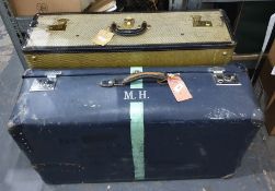Large vintage travelling trunk and another contain
