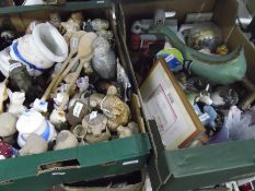 Quantity of assorted ornaments in the shape of pigs, owls, birds, fish, etc (2 boxes)