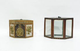 George III quilling decorated tea caddy of elongat