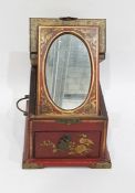 Chinese travelling vanity box, the hinged lift-up