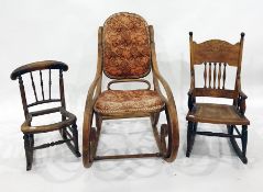 Bentwood rocking chair after the design of Thonet, a spindle back child's rocking chair and