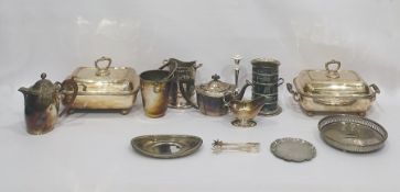 Quantity of assorted electroplated items to include wine bottle holder, the ribbed body with