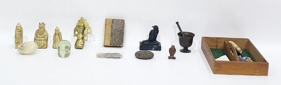 Assorted miscellaneous items to include glass paperweight, resin reproduction figures, miniature