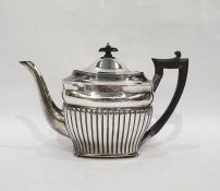 George III silver teapot, maker's mark 'I.B' (possibly Joseph Biggs), London 1804, of half-fluted