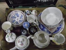 Assorted ceramics including a large ewer with soap dish, Greek key mosaic pattern, a Foley teapot '
