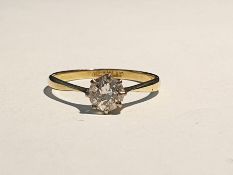 18ct gold, platinum and diamond solitaire ring, th