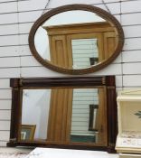 19th century rosewood framed rectangular overmantel mirror and an early 20th century oval embossed c