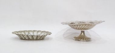 Victorian silver pedestal sweetmeat dish, London 1893, with whorl repousse body and wavy pierced