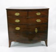 19th century mahogany bowfront chest of two short over three long drawers, 102.5cm x 103cm