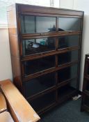 20th century oak five-sectional bookcase, 128cm x 175.5cm