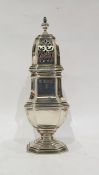 Silver sugar caster by C J Vander Limited, London 1935, with Jubilee mark, of panelled form, on
