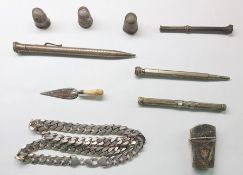 Heavy silver filed curb link chain, a late 18th/early 19th century silver etui case with bright