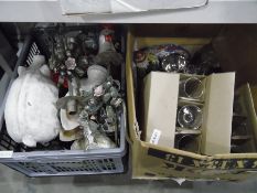 Quantity of glassware including flutes, collectables, ornaments, elaborately decorated Christmas