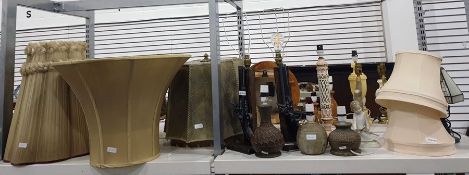 Various ceramic table lamps, a pair of table lamps