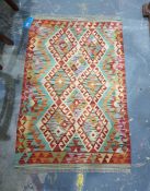 Vegetable dye wool chobi kelim rug, 124cm x 80cm