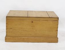Probably 20th century blanket chest, the rectangular lift-top opening to reveal removable candle