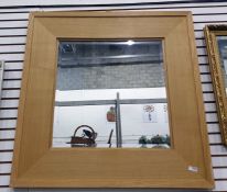 20th century light oak square wall mirror, 87.5cm