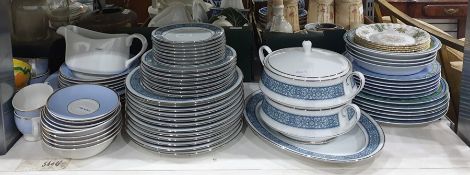 Noritake 'Larue' part dinner service, Doulton part dinner service in pale blue with a gilt rim and