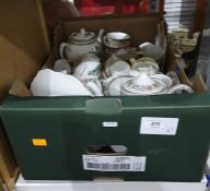Assorted china including Royal Albert 'Concerto' cups and saucers, Paragon 'Belinda', etc (1 box)
