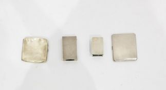 Silver cigarette case, Birmingham 1959, of engine-turned shaped rectangular form, another silver