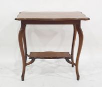 19th century mahogany rectangular two-tier occasional table with shaped top, cabriole supports, 74cm
