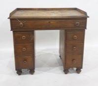 19th century mahogany desk, the three-quarter gallery top above the moulded edge, single long