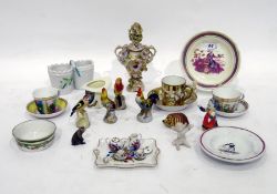 19th Century Dresden style porcelain miniature coloured vase floral encrusted, miniature porcelain