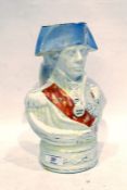 19th century Staffordshire pottery jug of Nelson(?) in uniform with 