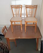 20th century melamine dining table and three chairs with vinyl seats (4)