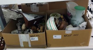 A balalaika, a quantity of models of animals and birds, a display shelf for miniature thimbles all