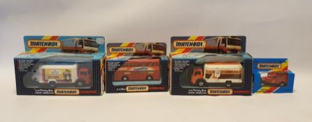 Box of Matchbox diecast models to include 'Matchbox Superkings k-88 money box', 'K-15 bus', etc