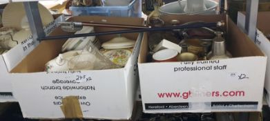 Assorted ceramics and collectables including a Schweppes soda water syphon, a shooting stick and a