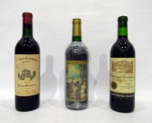 Chateau Lanessan 1955 Medoc, Chateau Ramonet 1972, and another bottle La Baccanale vin du qualite (