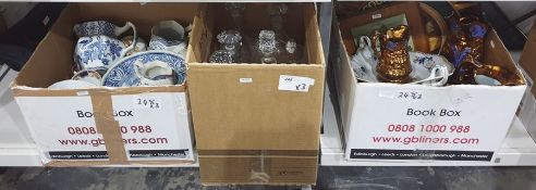 Quantity of assorted ceramics including three graduated lustre ware jugs, Booth and Son, part tea