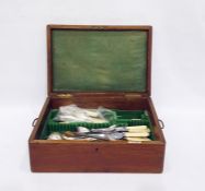 Oak table canteen with a quantity of EPNS, rattail pattern and other table flatware