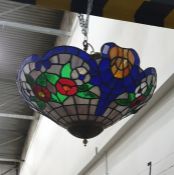 Tiffany-style glass ceiling light shade with foliate design