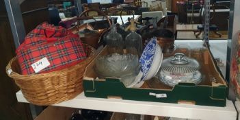 Two vintage soda syphons, a glass marked 