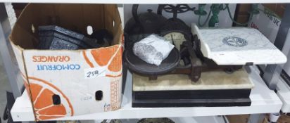 Vintage scales with marble base labelled 