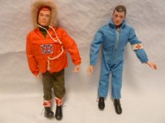 Two Action men with clothes and accessories circa 1986