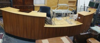 Hands of High Wycombe large 20th century curved reception type office desk, 480cm long