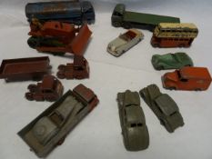 Sundry early cars to include Dinky Trojan van, Dinky Riley, Dinky Studebeker, Dinky Bentley 52,