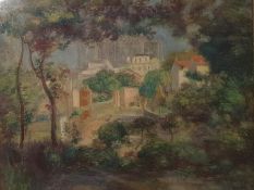 Oil on board Valerie Miller Slad Valley Garden view 28.5 x 37cm oil on board Valerie Miller autumn