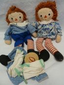 Two 1960's Raggedy Anne cloth dolls