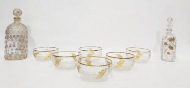 Set of six gilt bowls each with gilt rim, gilt floral and fern decoration, 11.5cm diameter, a gilt