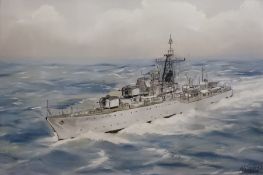 Assorted prints including 'HMS Duchess' warship, Maltese fishing boats entering the grand harbour,