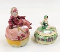 Two continental porcelain covered powder bowls decorated with 20s/30s figures, three 1920s/30s