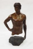 Mark Kennedy (20th century) bronze study of David, raised upon stone-effect base, limited edition 11
