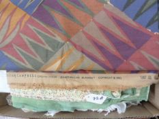 Liberty frabric, Collier Campbell design 1983, printed paisley throw, white cotton bedspread and