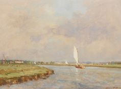 Owen Waters, oil on board, Norfolk boards 