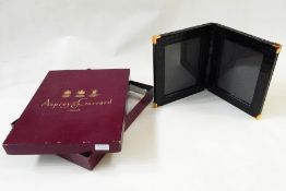 Asprey & Garrard double black crocodile leather photograph frame with 18ct gold corners, 1998, 26cm